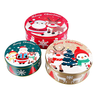 Round gift tin container