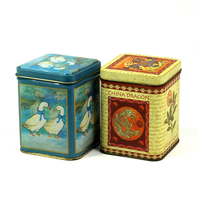 Square tea tin box