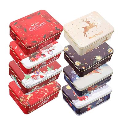 Rectangular cookie metal tin box