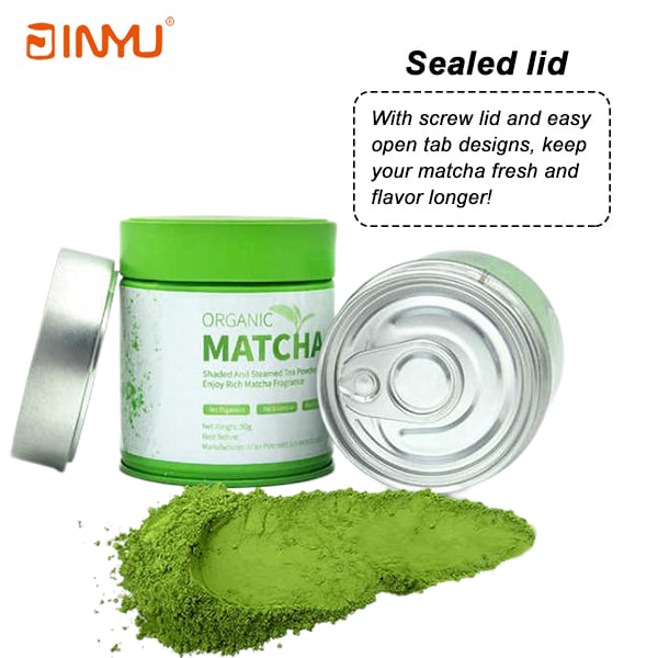 embossed matcha tin