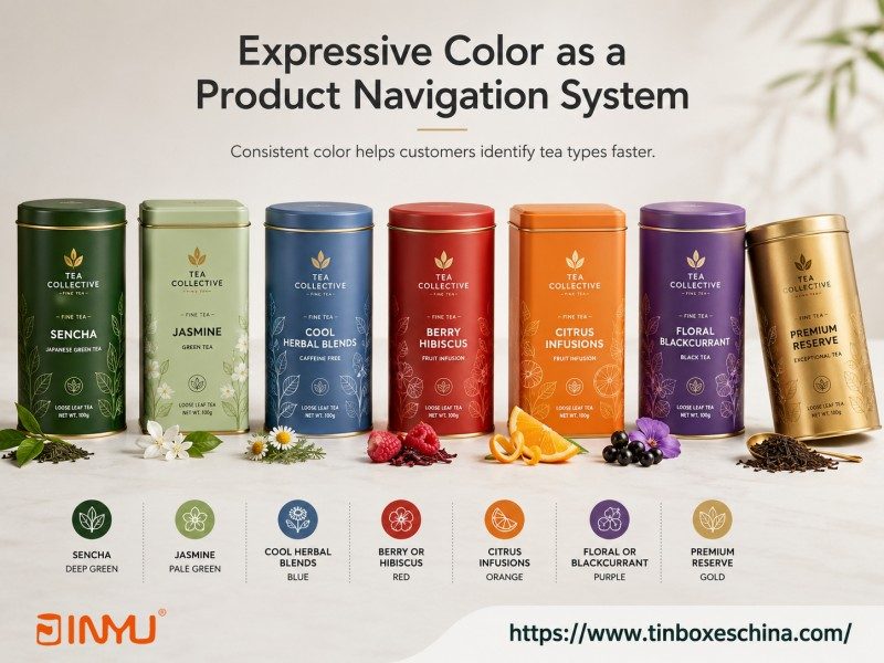 Bright color tea tin